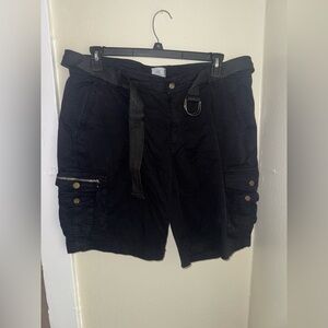 Men's Black Cargo Shorts with Belt
